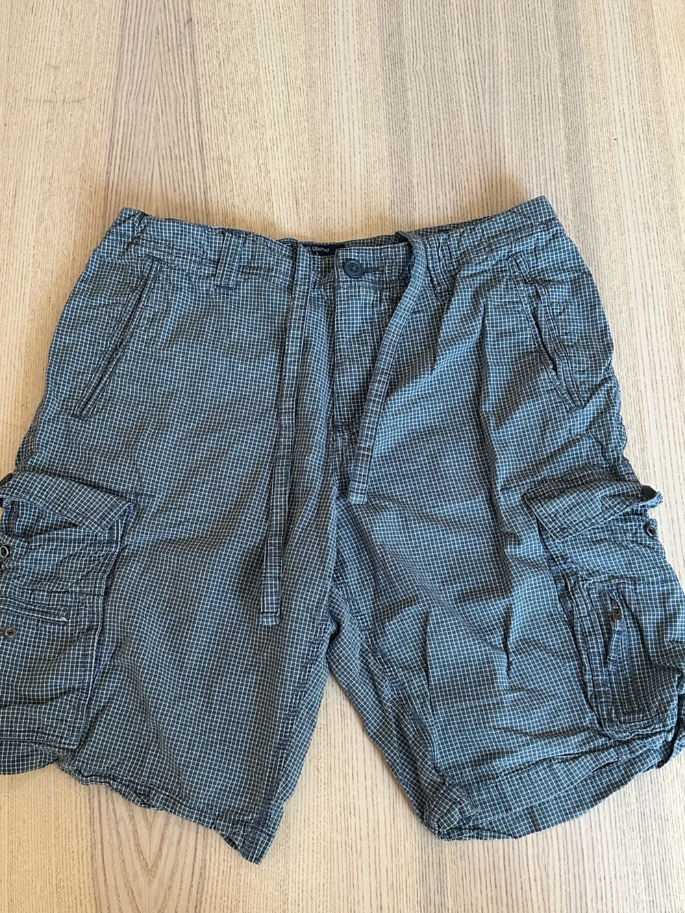 Men's Old Navy Casual Checked Cargo Shorts - Blue/white